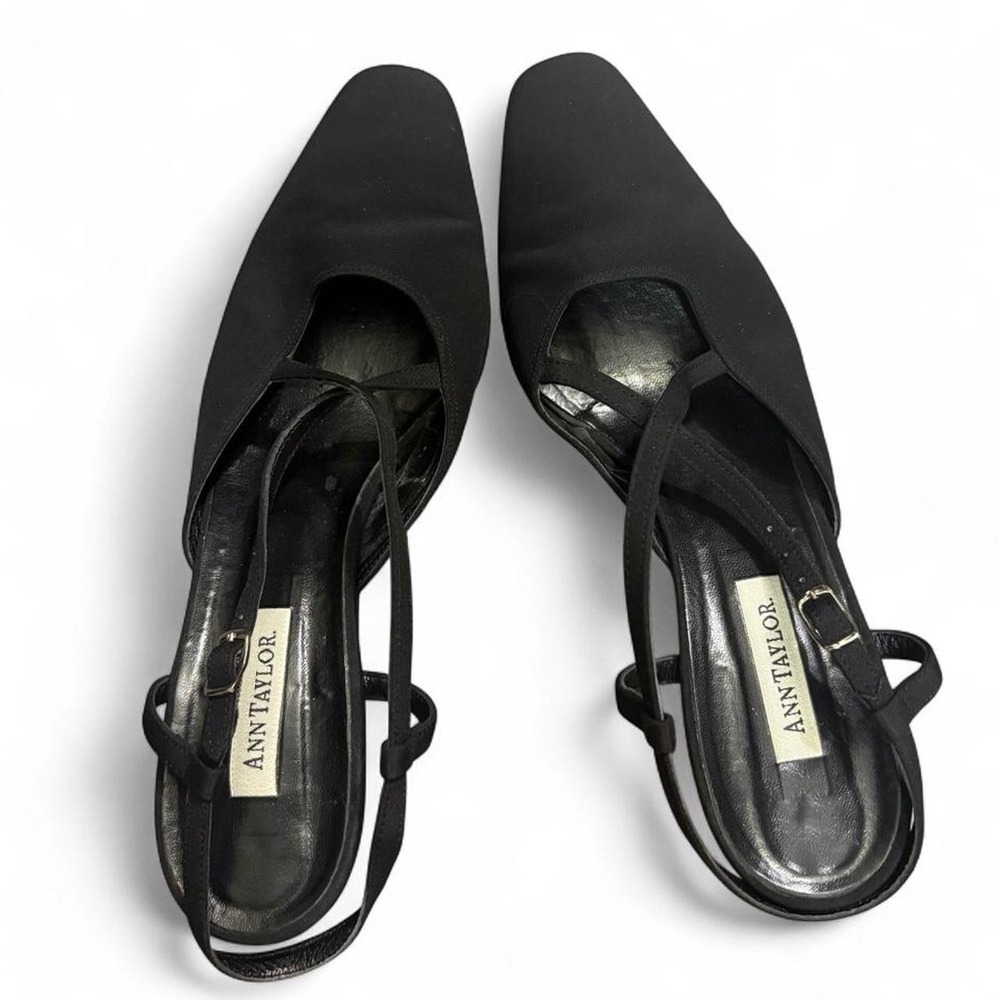Vintage Ann Taylor Black Slingback‎ Heels 9.5 Made in Italy